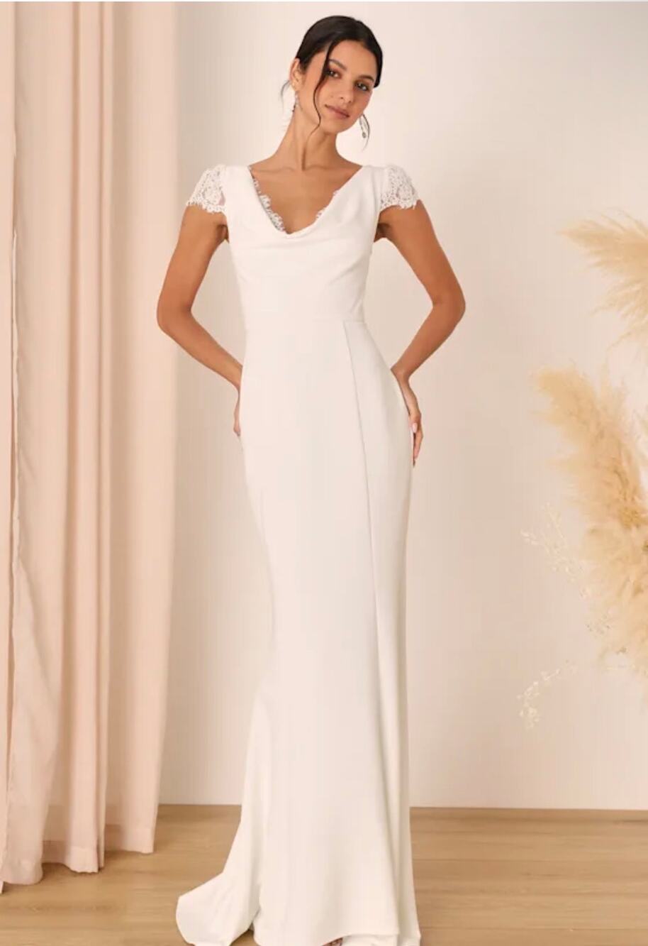 Lulus Forever Beloved White Lace Cap Sleeve Mermaid Maxi Dress XL